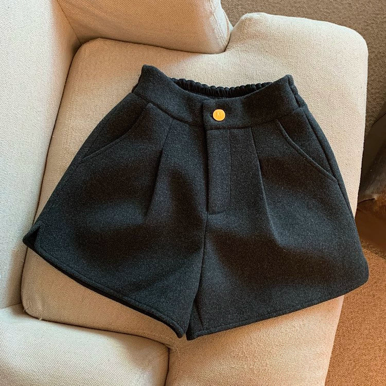 Katharine Tailored High-Waist Shorts - Black Grey [8ZC56KPL]