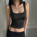 Polka Dot Square Neck Camisole - Black [MB4F1ZD5]