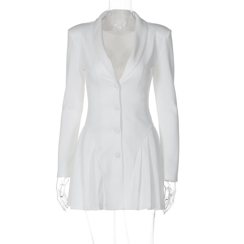 Louella Collared Ruffle Mini Dress - White [4HQJE98U]