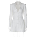 Louella Collared Ruffle Mini Dress - White [4HQJE98U]