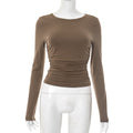 Aamina Long Sleeve Fitted Top - Brown [4V36HJBG]