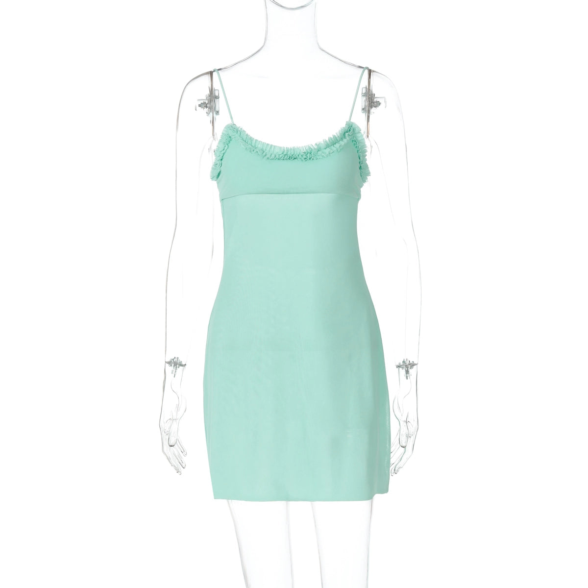 Yaneth Lace Mesh Mini Dress - Mint Green [3H3Z15E9]