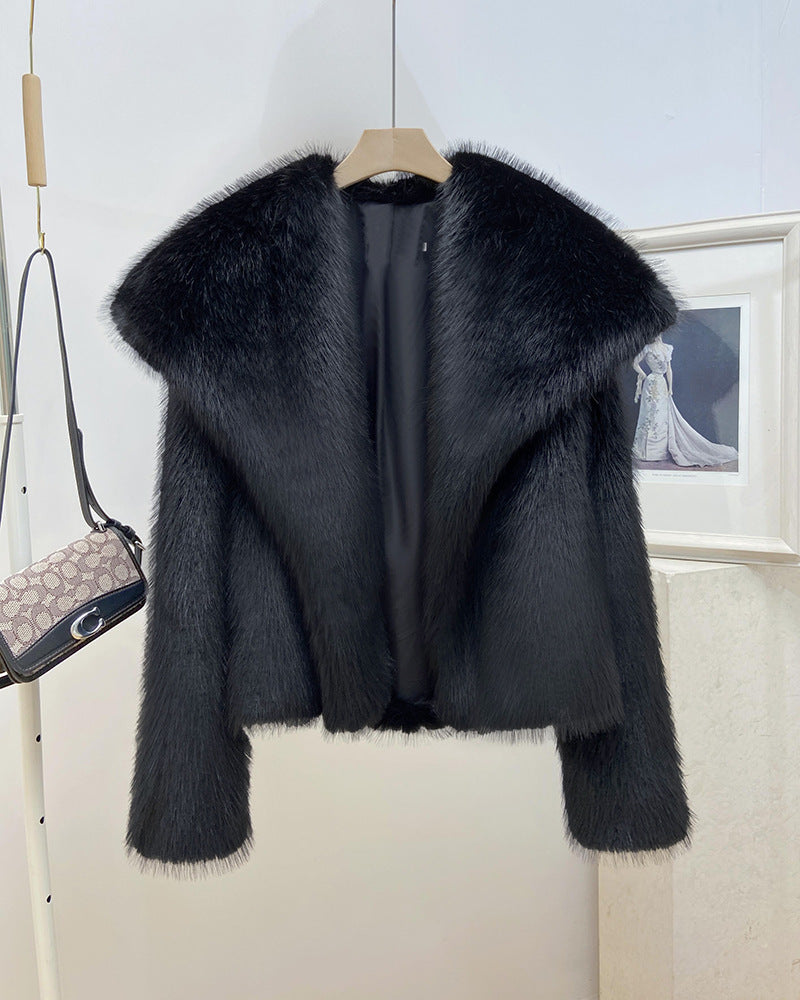 Brisa Plush Faux Fur Coat - Black [WOY9S75Y]