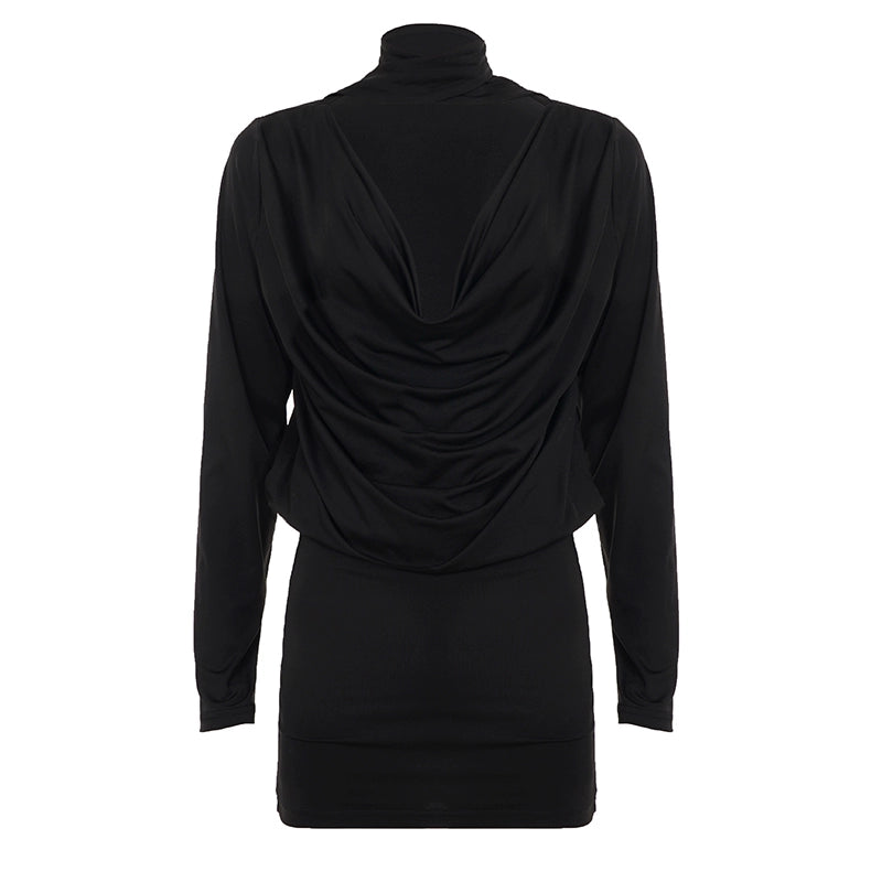 Monica Collared Bodycon Mini Dress - Black [F4JIZC27]