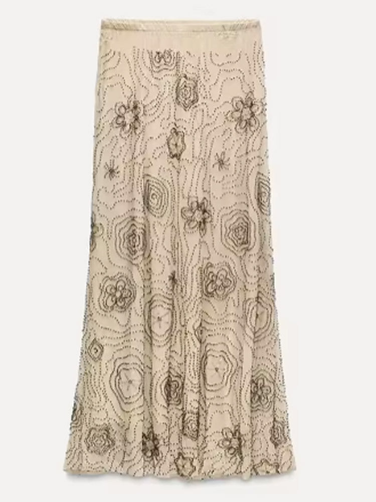 Analiz Beaded Mesh Skirt Set - Skirt [XWWVUCC8]