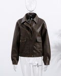 Evie Oversize Leather Jacket - Modern Vintage Silhouette Leather Jacket - Coffee [9T6RVG8D]