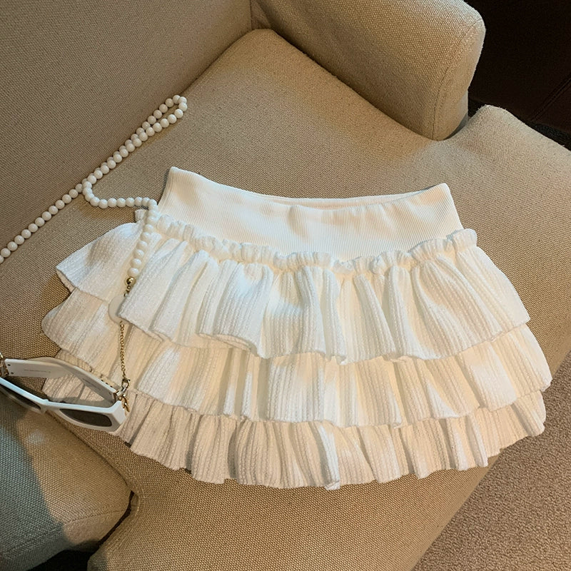 Sania A-Line Tiered Mini Skirt - White [XRSKLZUD]