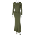Mildred Pleated Long Sleeve Dress - Green [XZ04X5Z8]