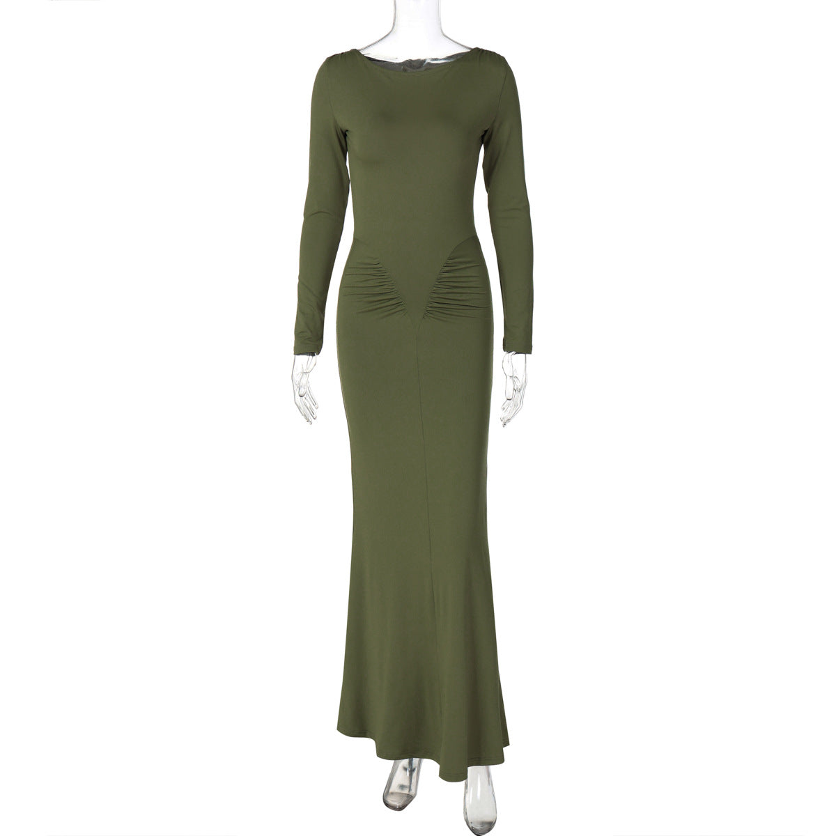 Mildred Pleated Long Sleeve Dress - Green [XZ04X5Z8]