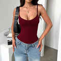 Daelyn Knitted Strappy Romper - Wine Red [KVPNQVMX]