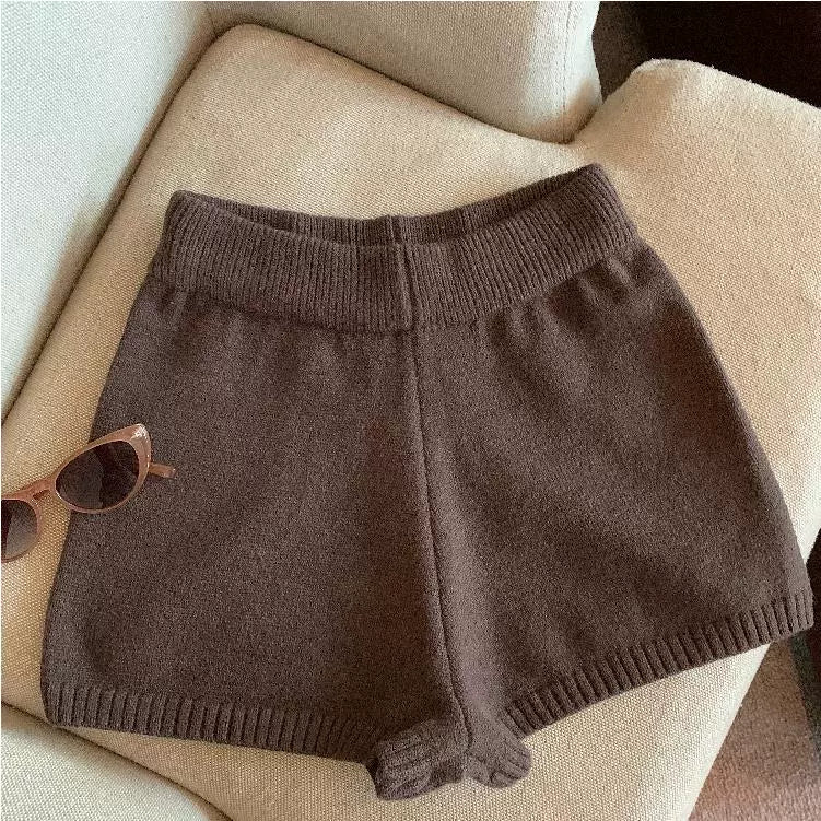 Bria Knit Wide-Leg Shorts - Coffee [Y88KVXBQ]