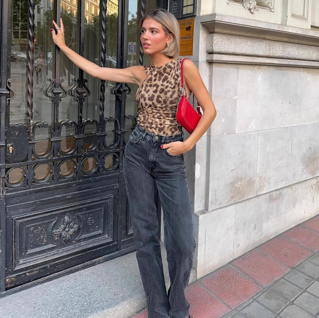 Posey Leopard Print Slant Bodysuit