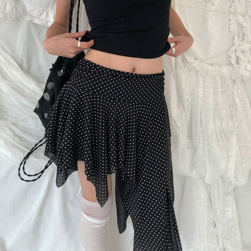 Sephora Asymmetric Polka Skirt - Black White [7XLQYIGN]