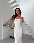Halima Knit V-Neck Maxi Dress - White [82738VP4]
