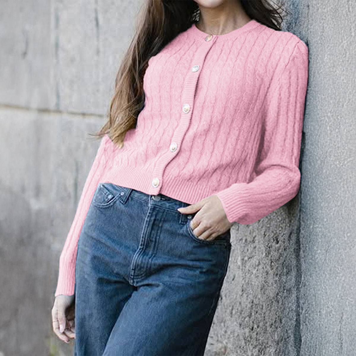 Lexy Slim Knit Cardigan - Pink [8HRYFM04]