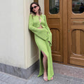 Timber Lace-Up Bell-Sleeve Skirt Set - Green [6HS0IFQ4]