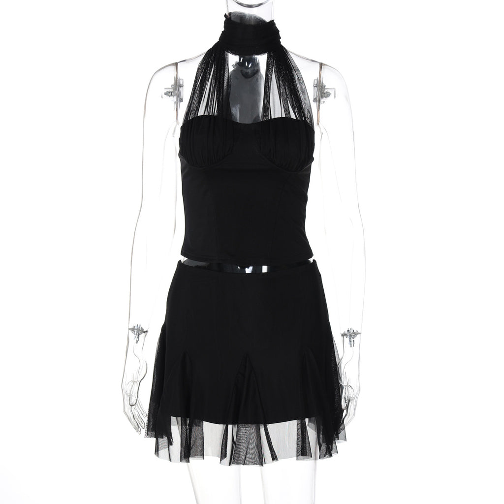 Daleysa Halter Ruched Skirt Set - Black [0KEX1CXI]