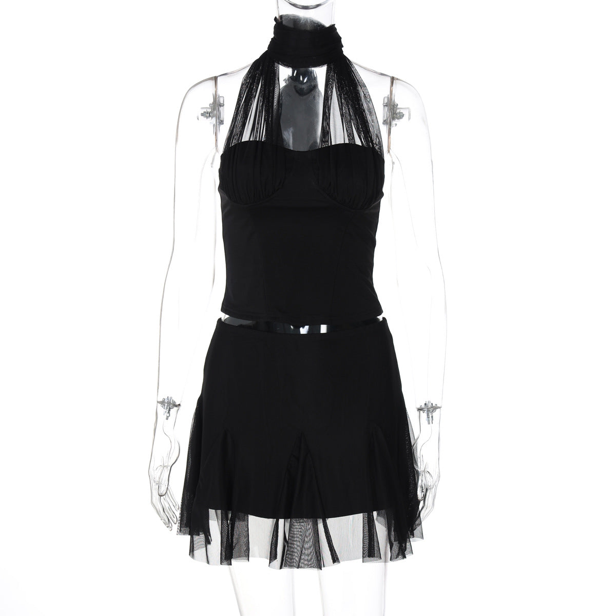 Daleysa Halter Ruched Skirt Set - Black [0KEX1CXI]