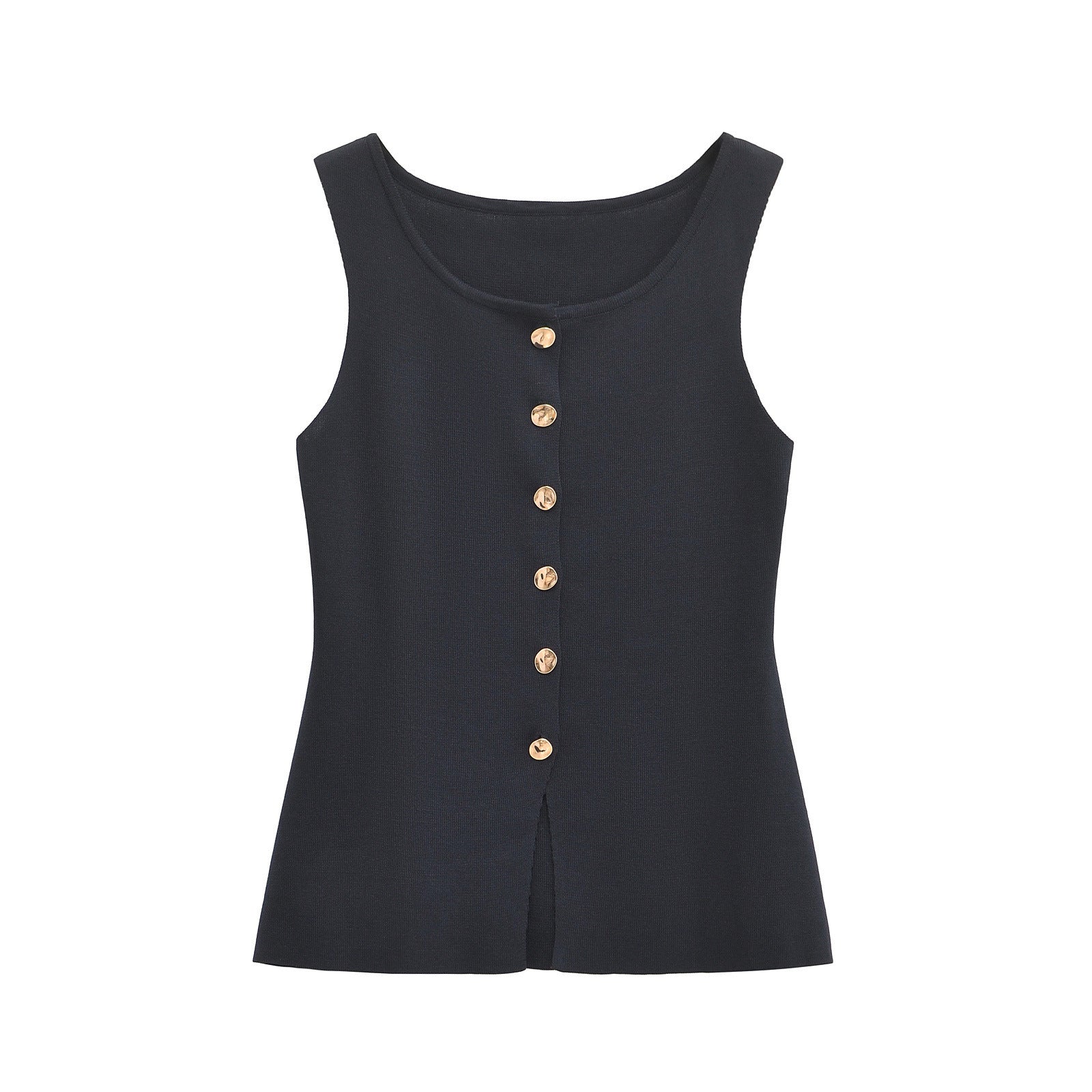 Neely Gold Button Knit Vest - Navy Blue [XLIZA1BN]