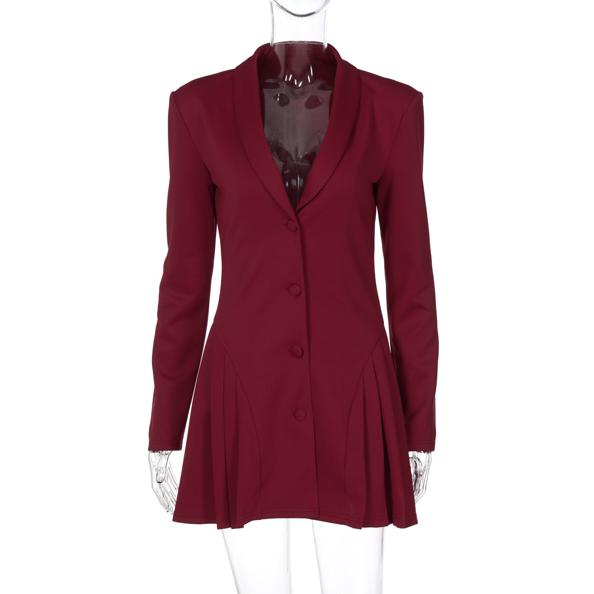 Louella Collared Ruffle Mini Dress - Wine Red [GM05T0M7]