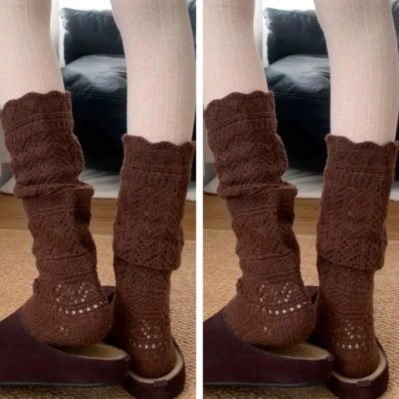 Sabella Knit Leg Warmer Socks - Coffee (2 Pairs) [7QLRSGU3]