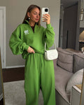 Xia Half-Zip Sweater Pant Set - Green [6BNGN4F4]