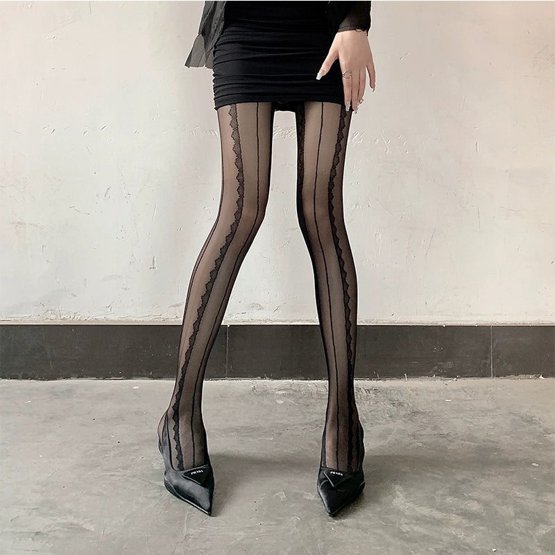 Fenix Dazzling Sequin Tights - Black Vertical Stripe [VAPQ14D9]