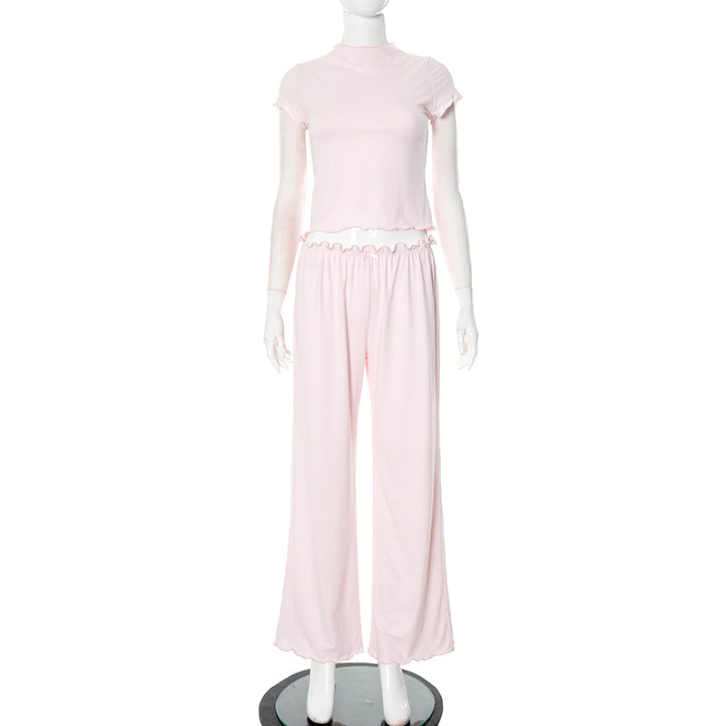Kashvi Wave Trim Lounge Set - Pink [NY8HR7AN]