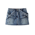 Kendyl Bow Denim Mini Skirt - Blue [IU0DK136]