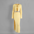 Timber Lace-Up Bell-Sleeve Skirt Set - Yellow [TR9TJWMC]
