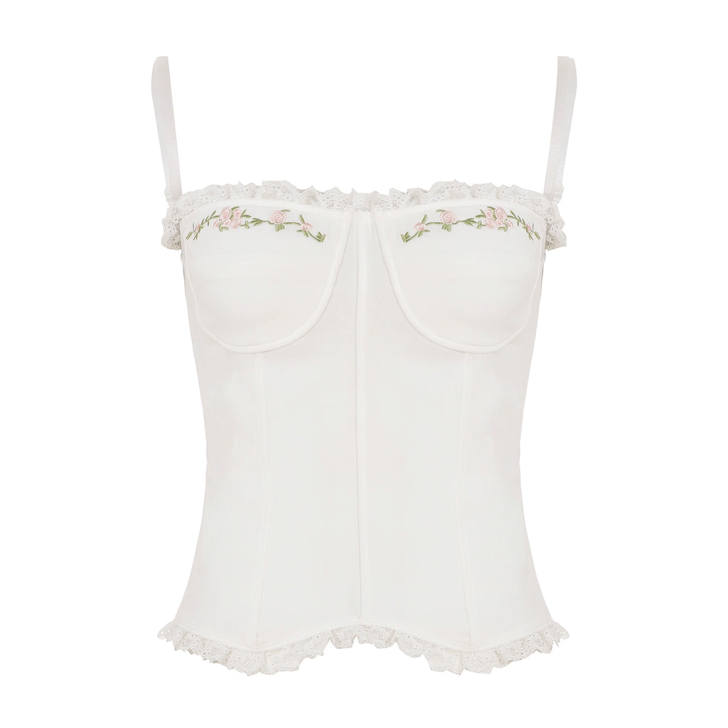 Nikita Floral Lace Corset Top - White