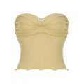 Hannah Pinstripe Pleated Tube Top - Yellow [ZLOX18L2]