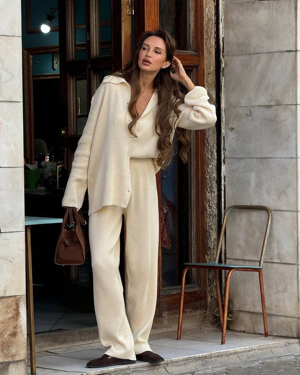 Elliana Lapel Lounge Set - Light Yellow [P32E061K]