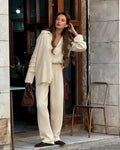 Elliana Lapel Lounge Set - Light Yellow [P32E061K]