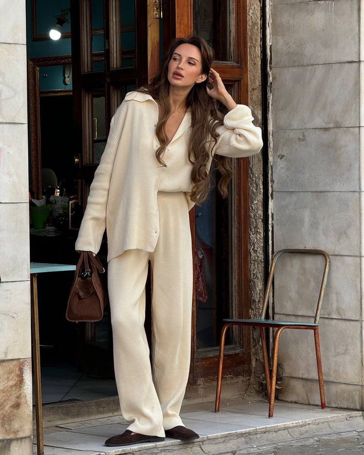 Elliana Lapel Lounge Set - Light Yellow [P32E061K]