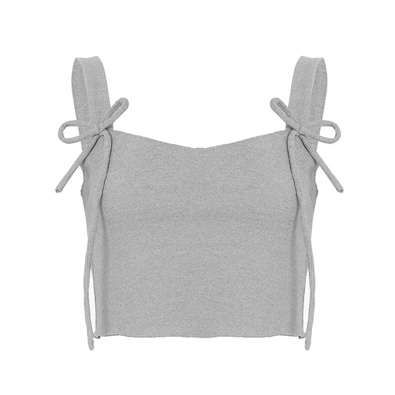 Kaeleigh Waffle Bows Shorts Set - Vest [LVKOGMJ4]