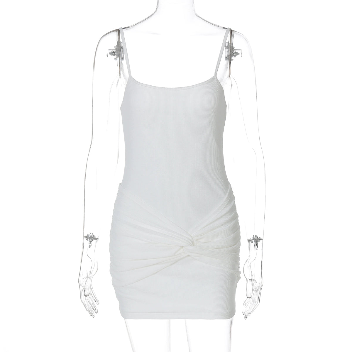 Brookelyn Strappy Ruched Mini Dress - White [P3D90CWJ]