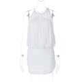 Kenlee Rhinestone Halter Midi Dress - White