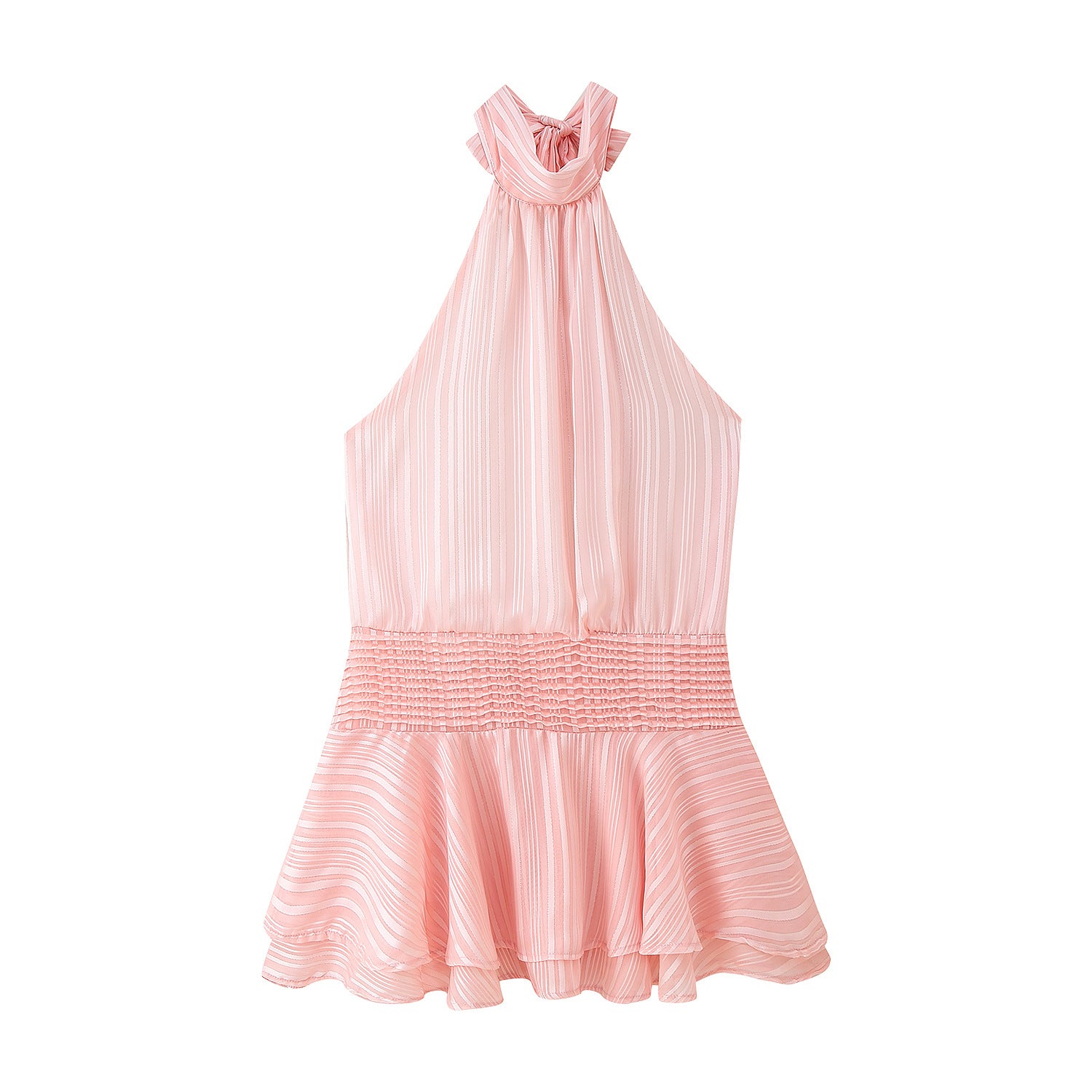Winter Halter Satin Mini Dress - Pink [3XIB1RZ2]