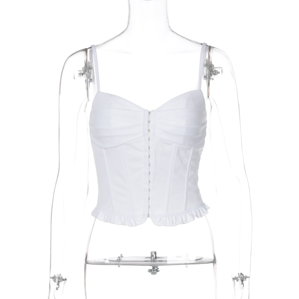 Mahina Strappy Button-Front Crop Top - White [JRC4ASCR]