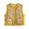 Yaneth Embroidered Crop Vest - Yellow [CSDO7Z1Y]