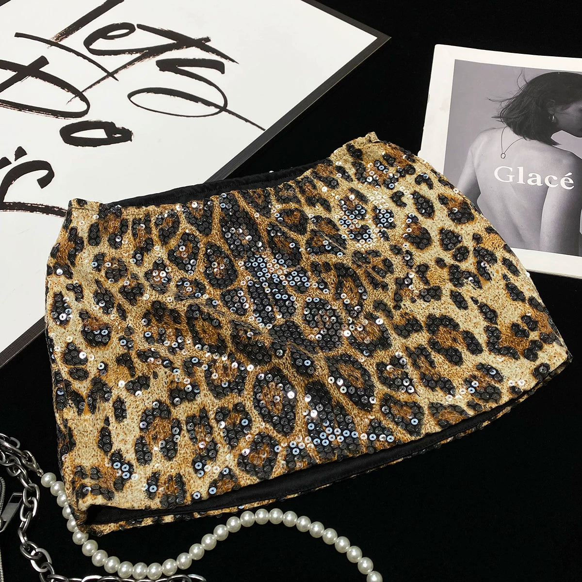 Leopard Sequin Low-Waist Mini Skirt - Leopard [VI6DTN1K]