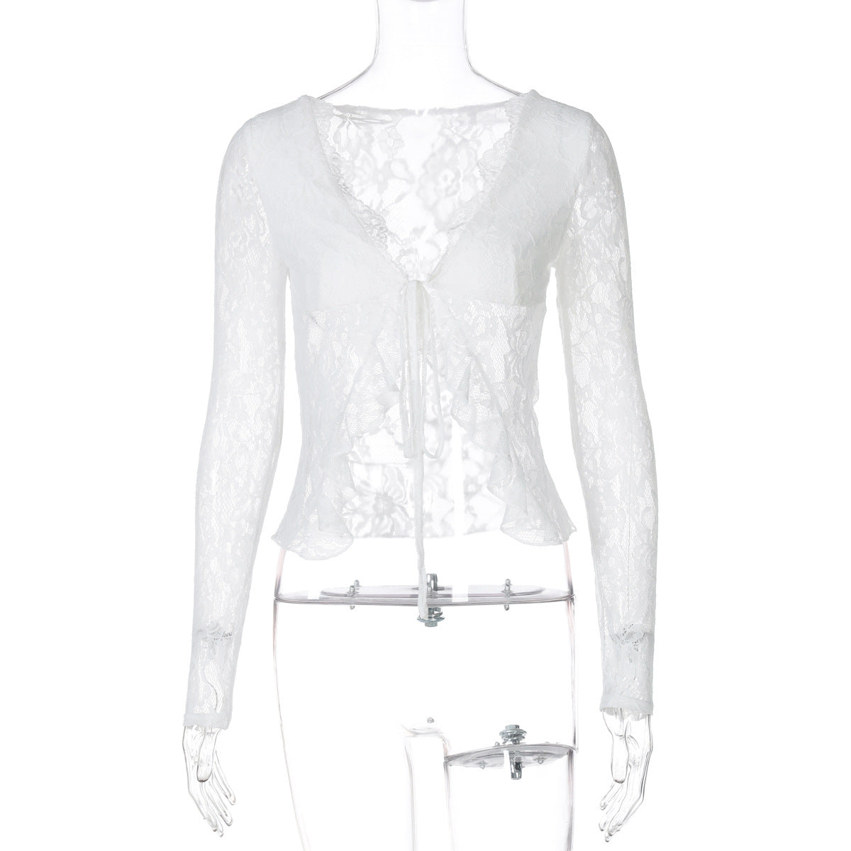 Alonna Floral Lace-Up Top - White [C7G4YFSC]