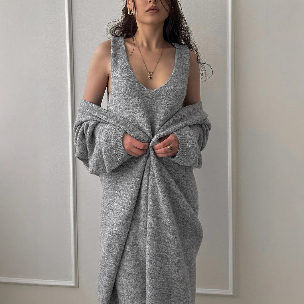 Lily Cozy Knit Skirt Set - Grey [2MHLC0TH]