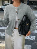 Kristy Button-Front Knit Cardigan - Gray [T8NK4KPI]