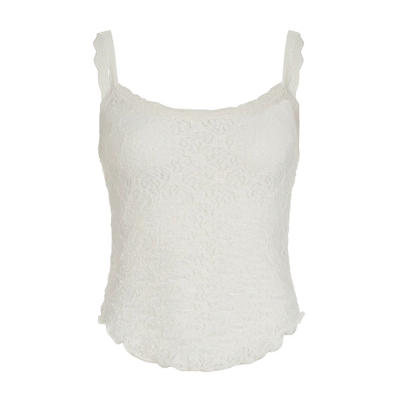Betsabe Sheer Lace Cami - Off-White [YEAZA1NW]