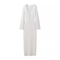 Alea Knit Bodycon Maxi Dress - White [TF3BWAUI]