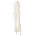 Quin Halter Open Back Pant Set - Apricot [XUUFYUU2]