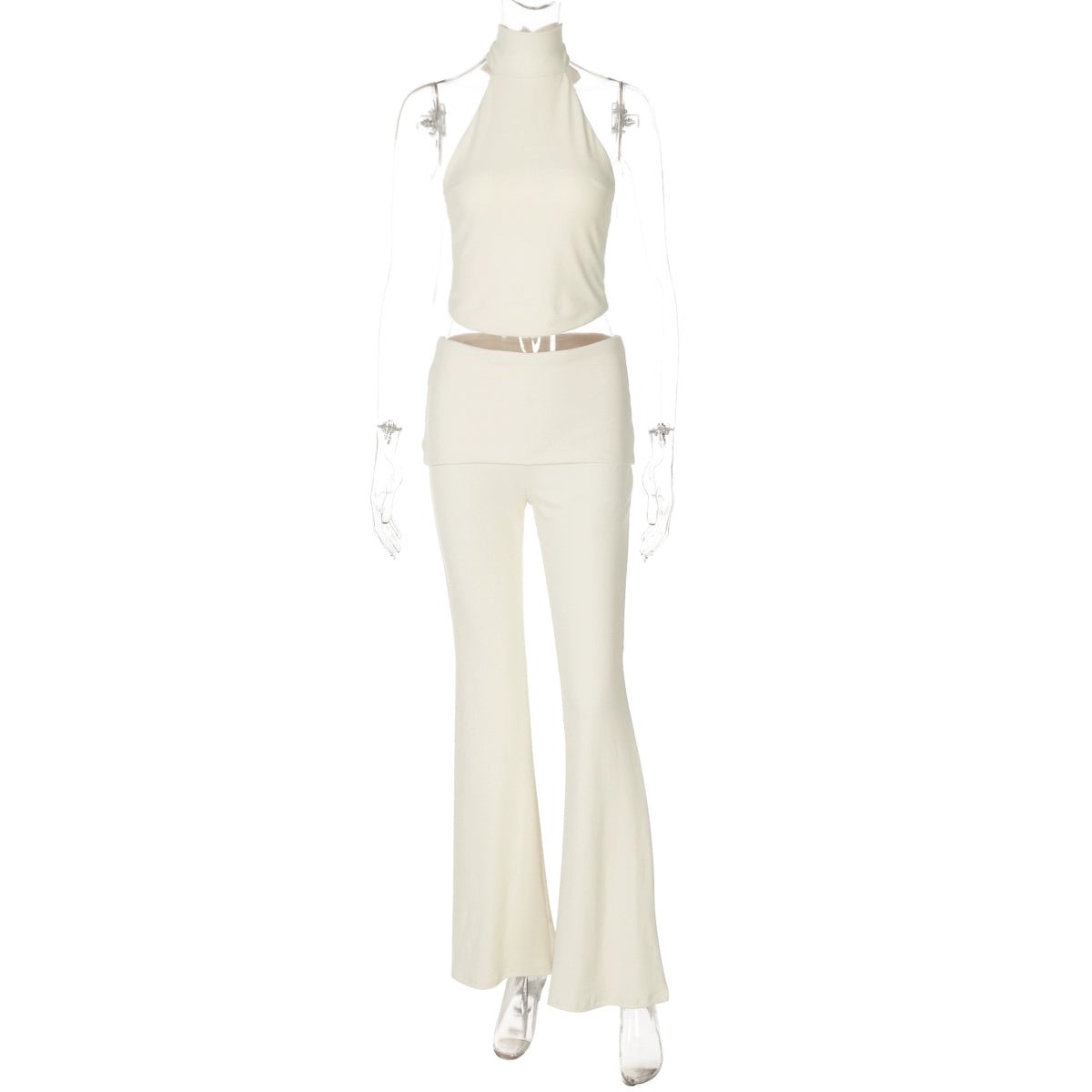 Quin Halter Open Back Pant Set - Apricot [XUUFYUU2]
