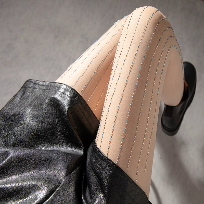 Fenix Dazzling Sequin Tights - White Vertical Rhinestone [ACQJ6ZB7]